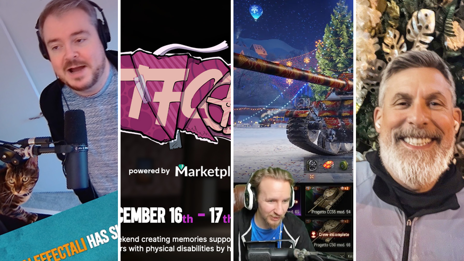 Montage of four fundraising screenshots